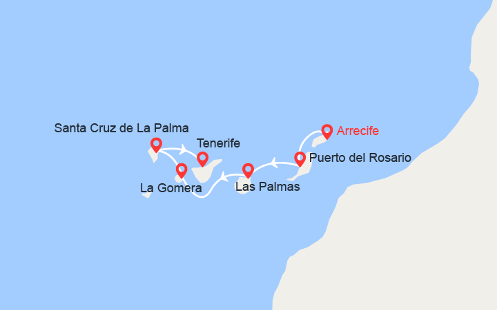 Carte itinéraire croisière Dans l'Archipel des Canaries (LZT_PP)