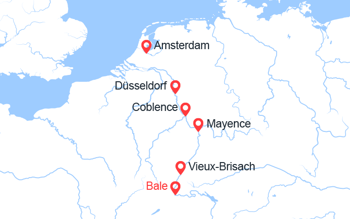Carte itinéraire croisière De Bâle à Amsterdam: les trésors d'un fleuve mythique (BEA_PP)