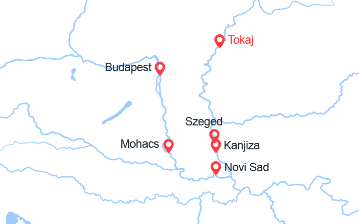 Carte itinéraire croisière De la Tisza vers le Danube, la Hongrie authentique (TBU_PP)