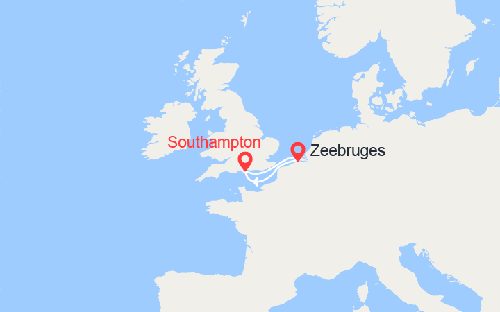 Carte itinéraire croisière Escapade à Bruges