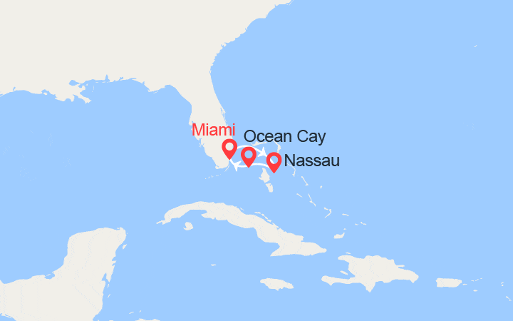 Carte itinéraire croisière Escapade aux Bahamas: Nassau, MSC Ocean Cay