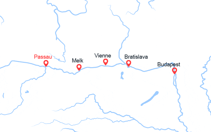 Carte itinéraire croisière Les métropoles du Danube