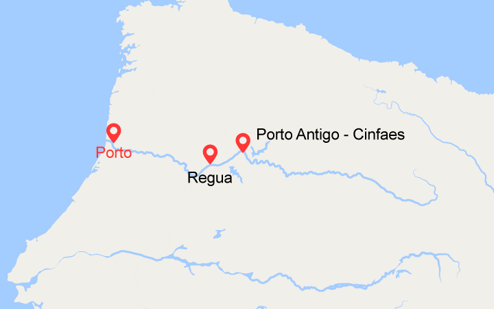 Carte itinéraire croisière Porto et la vallée de Douro (POB_PP)
