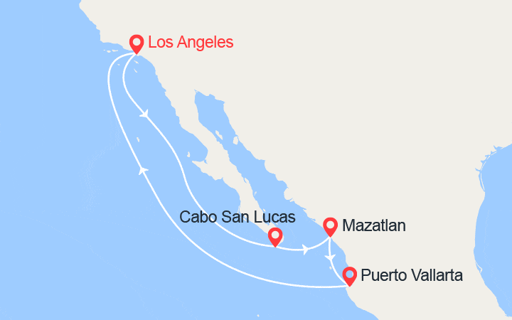Carte itinéraire croisière Riviera Mexicaine