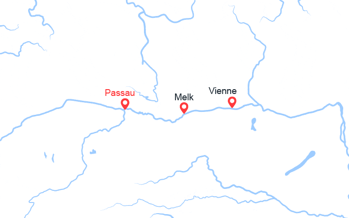 Carte itinéraire croisière Sejour détente : hôtel à Bad Füssing et croisière sur le Danube