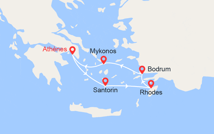 Carte itinéraire croisière Turquie, Grèce
