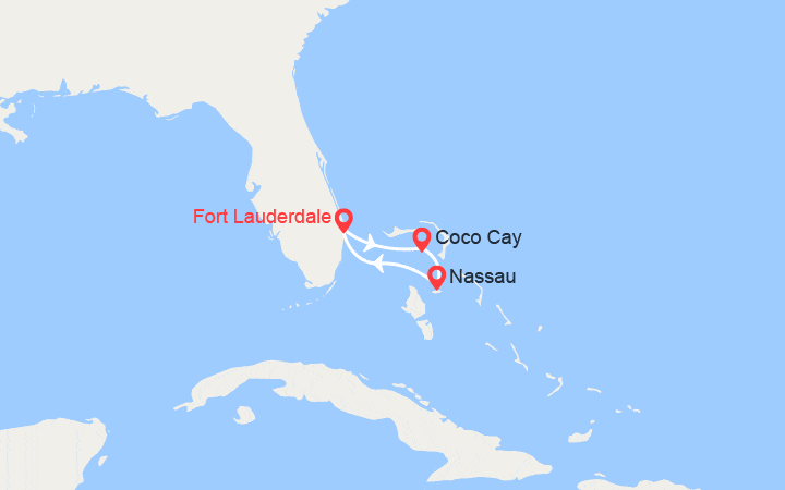 Carte itinéraire croisière CocoCay et Nassau