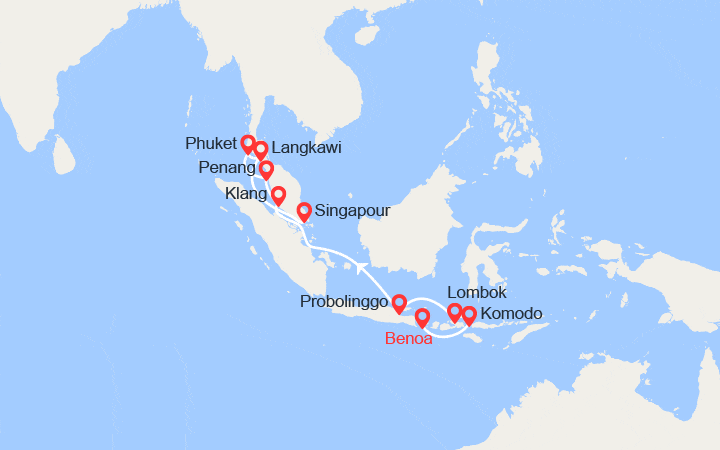 Carte itinéraire croisière De Séoul au Japon : Osaka, Hiroshima, Nagasaki
