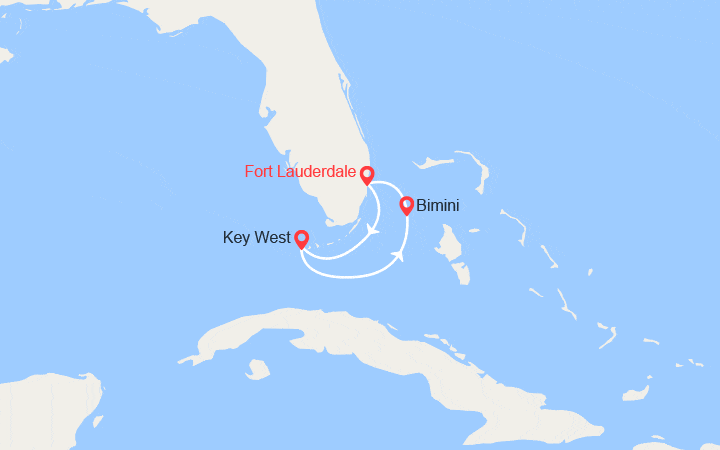 Carte itinéraire croisière Escapade à Key West et Bimini