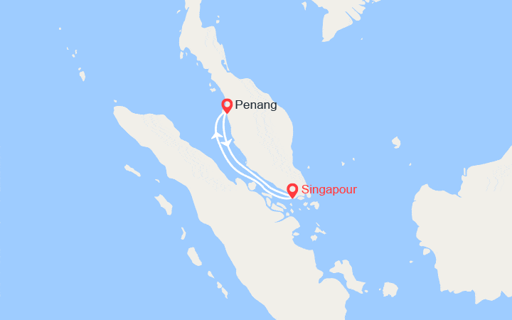 Carte itinéraire croisière Escapade à Singapour et Malaisie