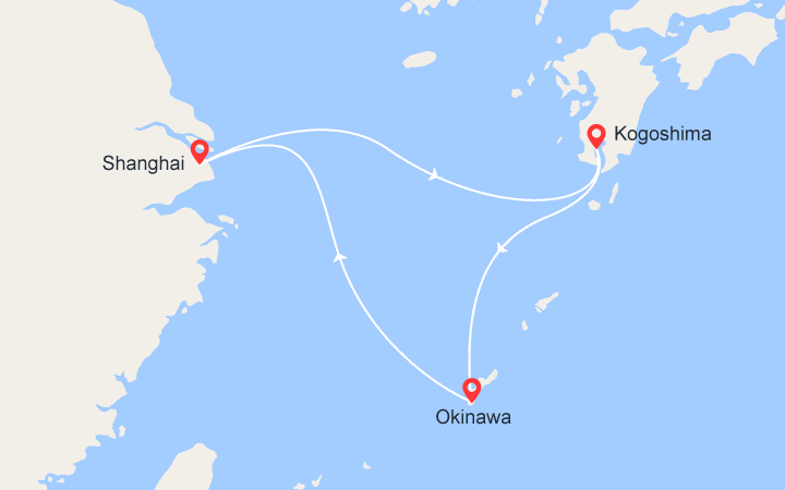 Carte itinéraire croisière Escapade au Japon