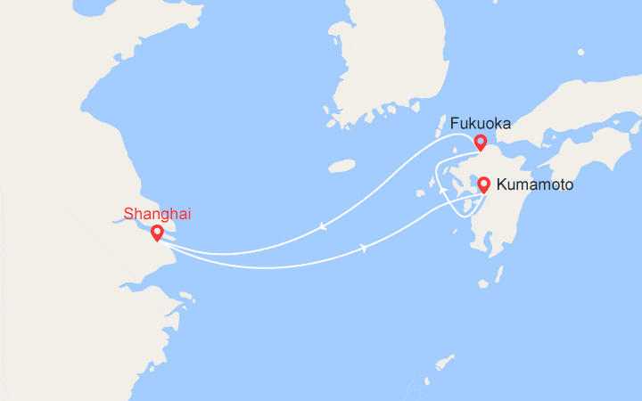 Carte itinéraire croisière Escapade au Japon