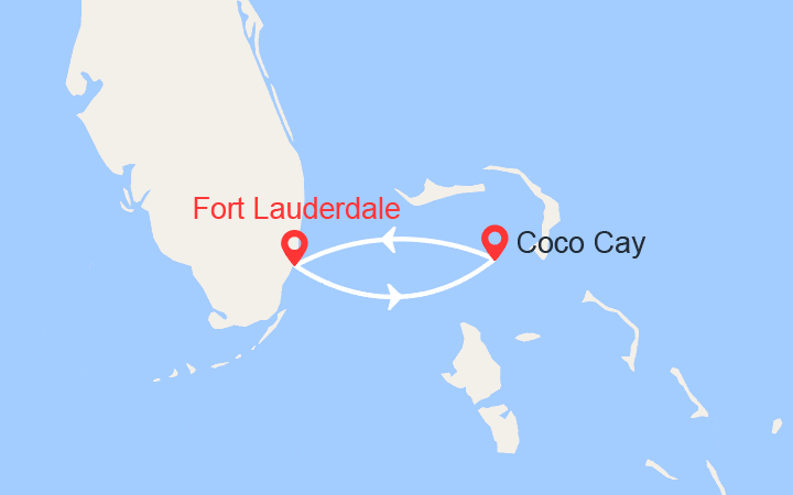Carte itinéraire croisière Escapade aux Bahamas : CocoCay