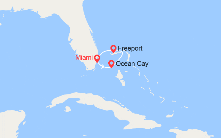 Carte itinéraire croisière Escapade aux Bahamas : MSC Ocean Cay, Grand Bahama