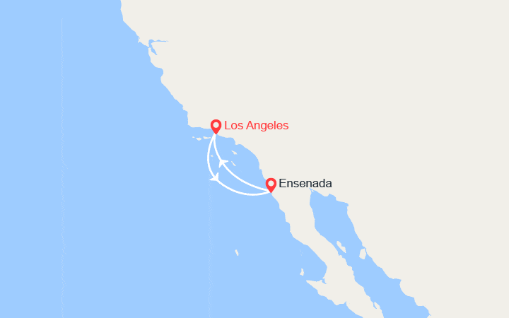 Carte itinéraire croisière Escapade en Californie et Mexique