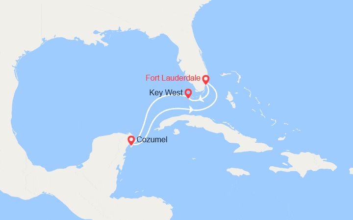 Carte itinéraire croisière Escapade en Floride et au Mexique