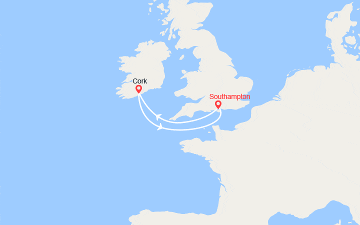 Carte itinéraire croisière Escapade en Irlande