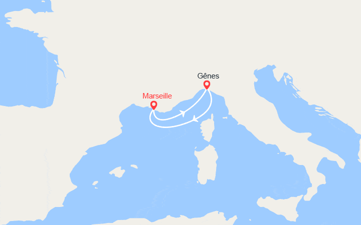 Carte itinéraire croisière Escapade en Italie