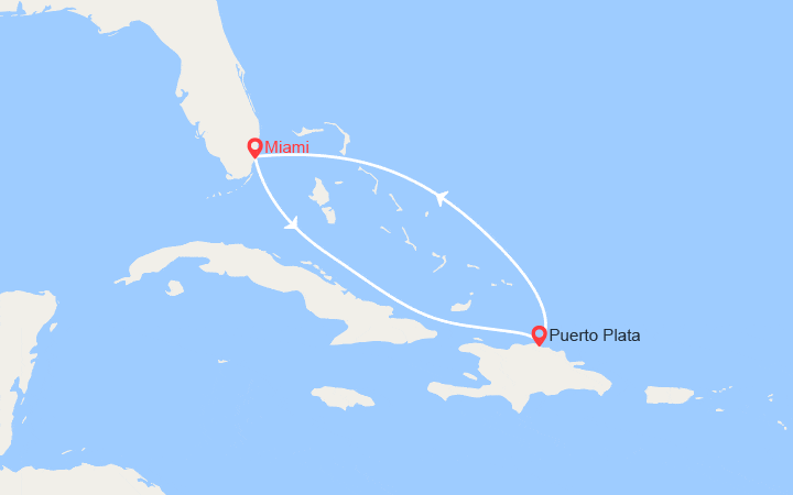 Carte itinéraire croisière Escapade en République Dominicaine