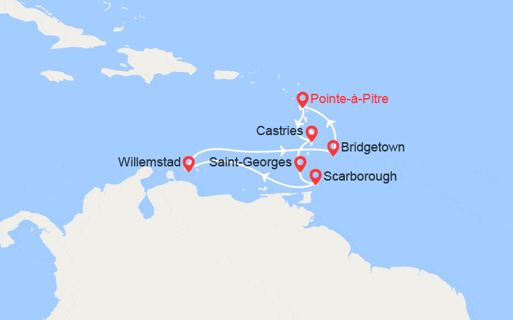 Carte itinéraire croisière Évasion Tropicale 2027