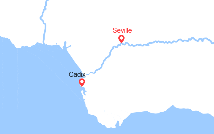Carte itinéraire croisière Famille : Les splendeurs de l'Andalousie au fil du Guadalquivir (SHF_FAMPP)