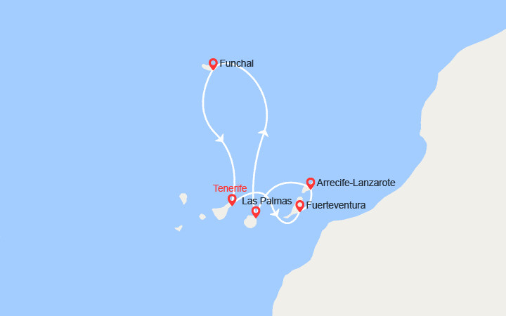 Carte itinéraire croisière Iles Canaries