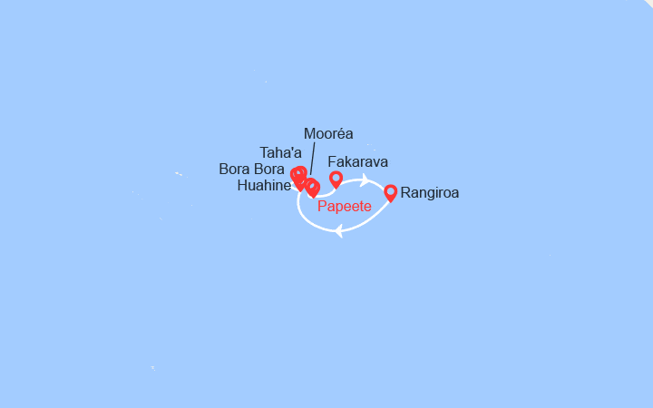 Carte itinéraire croisière Iles de la Societe et Tuamotu (D)