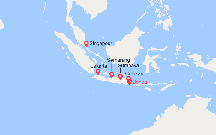 Carte itinéraire croisière Indonésie & Singapour