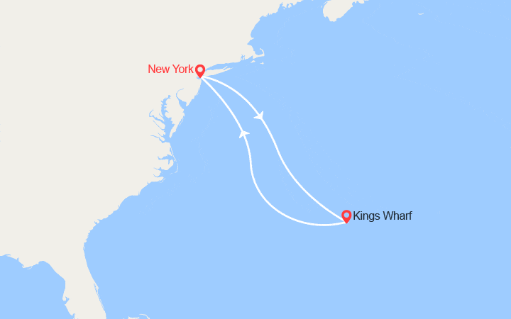 Carte itinéraire croisière Les Bermudes