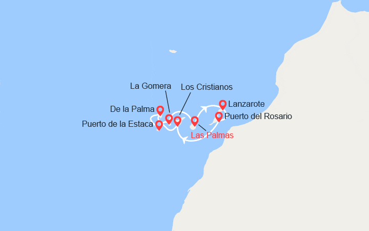 Carte itinéraire croisière Les Canaries, terres de contrastes