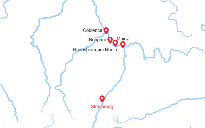 Carte itinéraire croisière Noël dans la vallée du Rhin Romantique (NOW_PP)