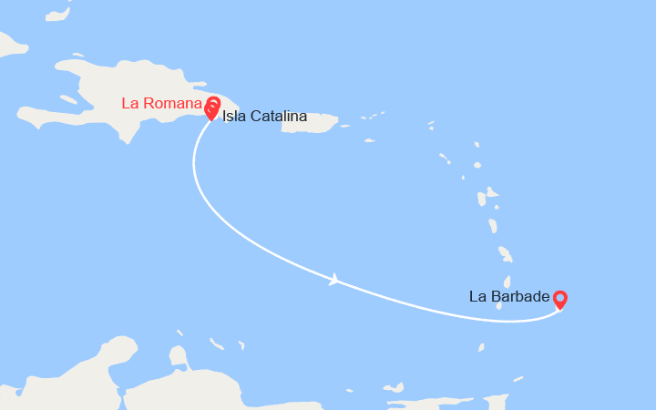 Carte itinéraire croisière République Dominicaine, La Barbade