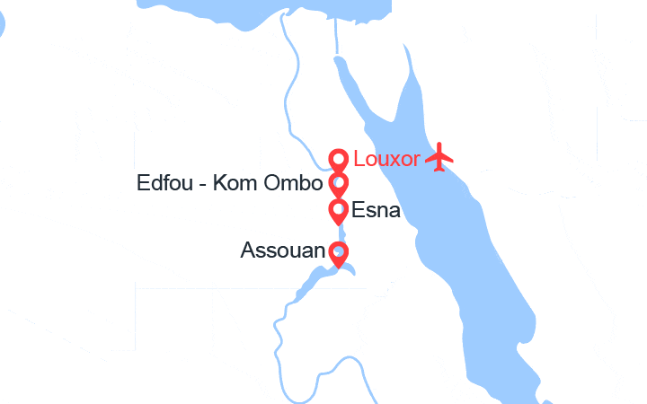 Carte itinéraire croisière Sur le Nil : sur la terre des Pharaons (8NL)
